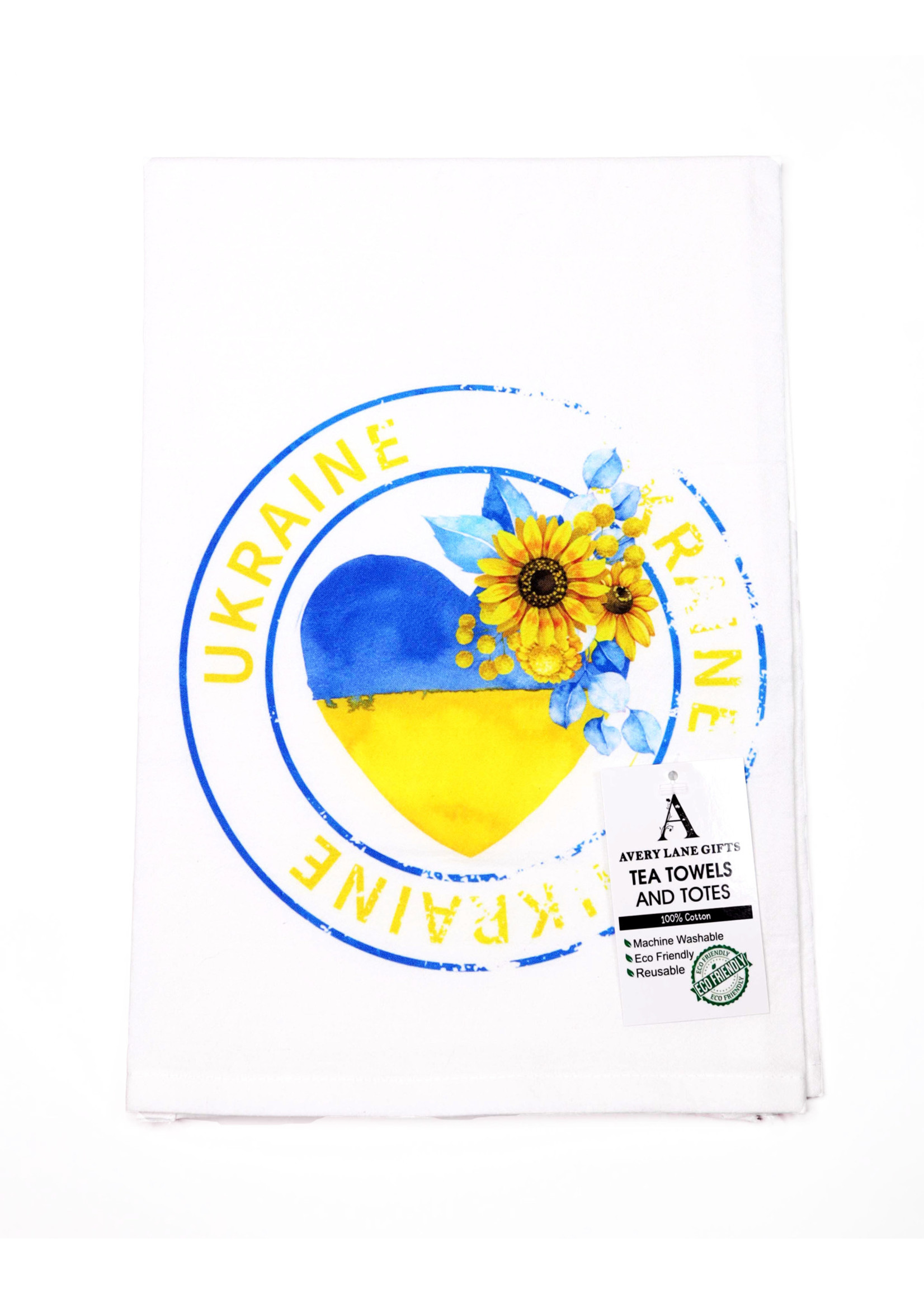 Ukraine Heart Sunflower Yellow Blue Flour Sack Tea Towel