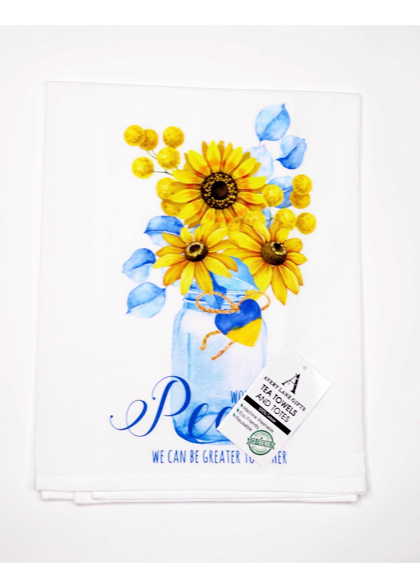 Ukraine Peace Yellow Blue Sunflower Flour Sack Tea Towel