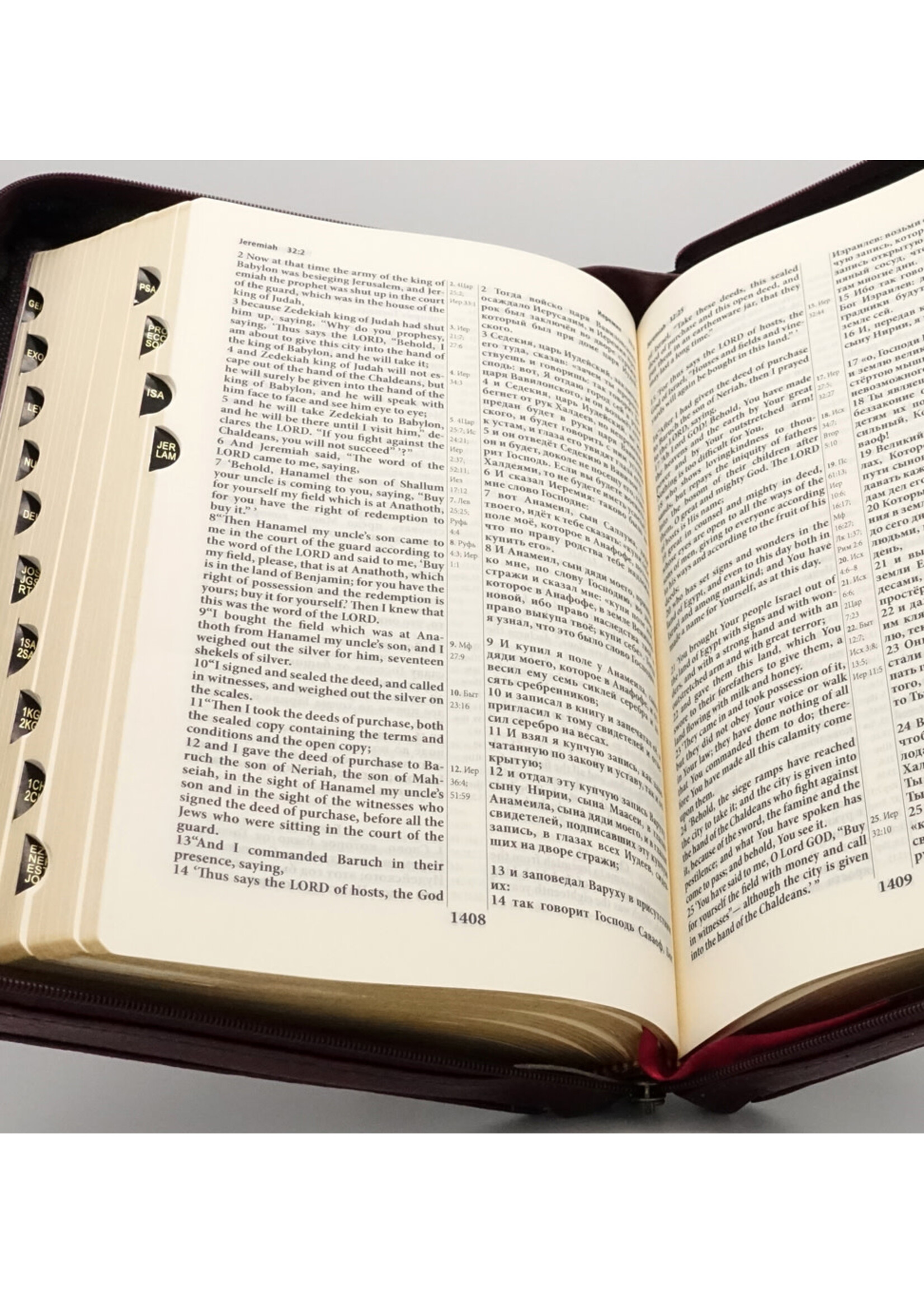 English-Russian Parallel Bible (NASB-SYNO), Index, Medium, Brown with Zipper