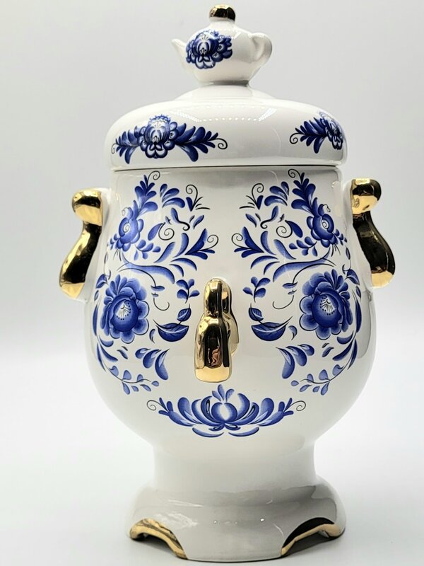 Samovar Ceramic Gzhel blue, Tea Holder