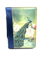 Blessed Peacock Faux Leather Bible Cover Large- Jer.17:7