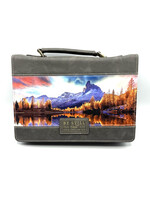 Be Still Majestic Valley Charcoal Faux Leather Bible Cover Large