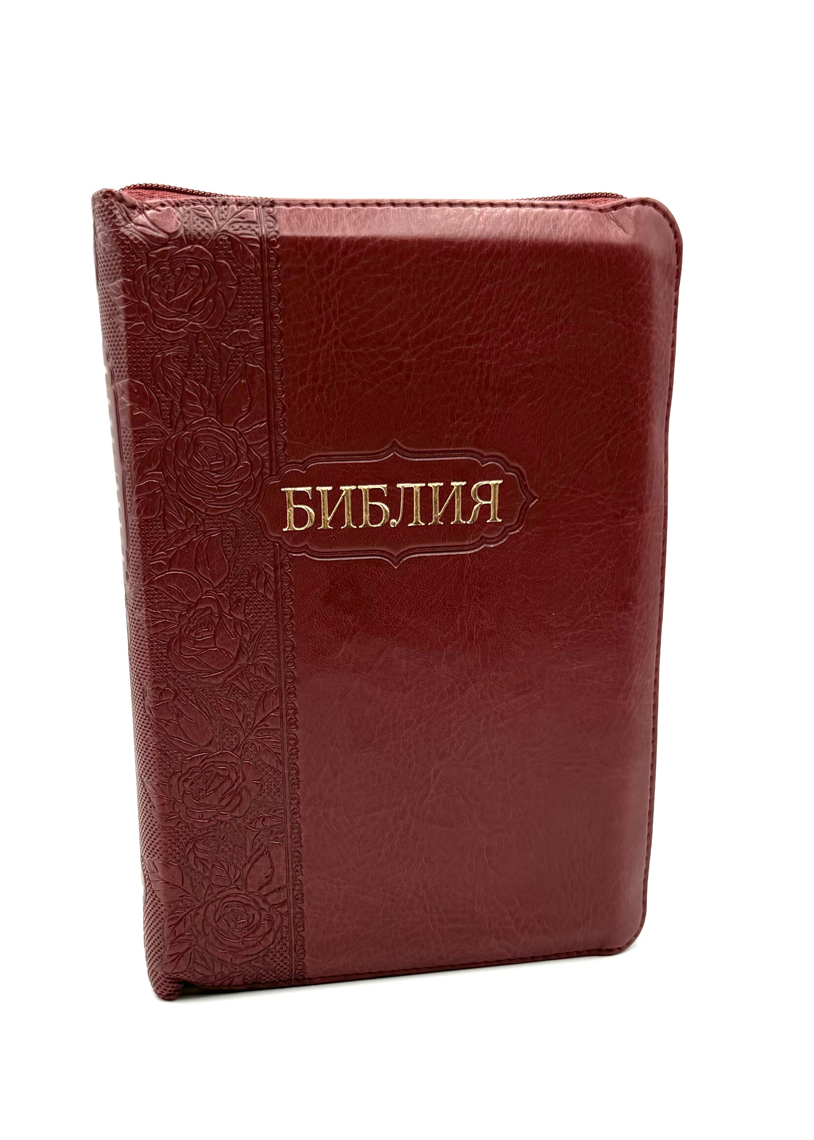 Библия, Каноническая (SYNO), Заменитель Кожи, Бордовые Розы, Индексы, Средняя