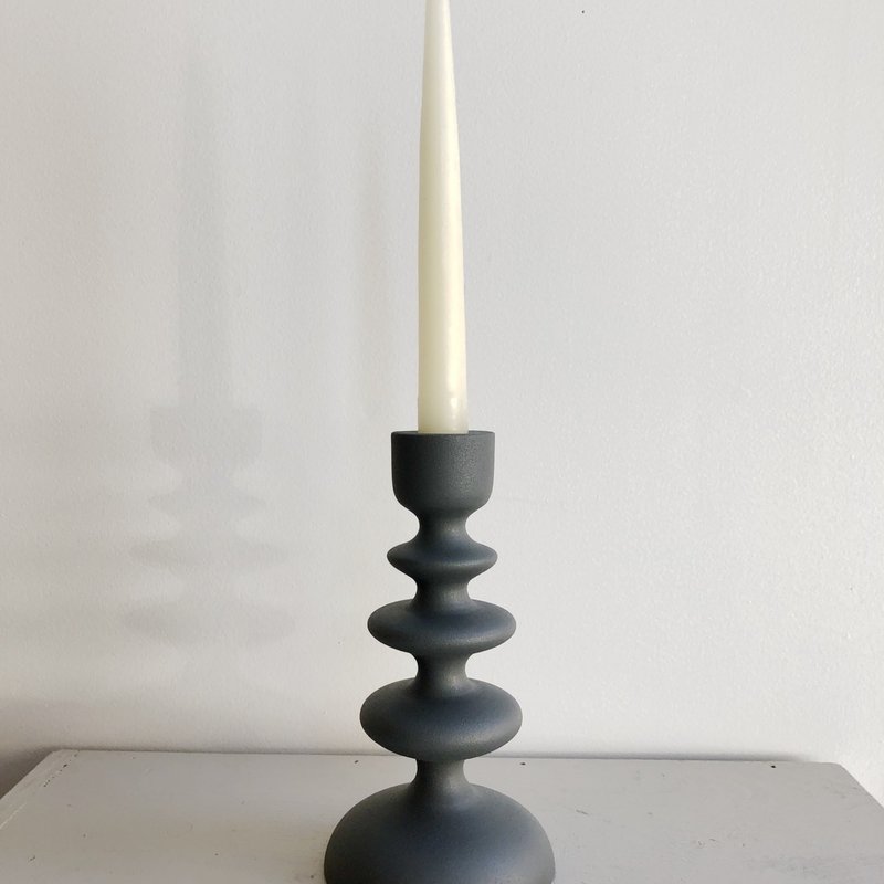 Steal Grey Taper Candle Holder