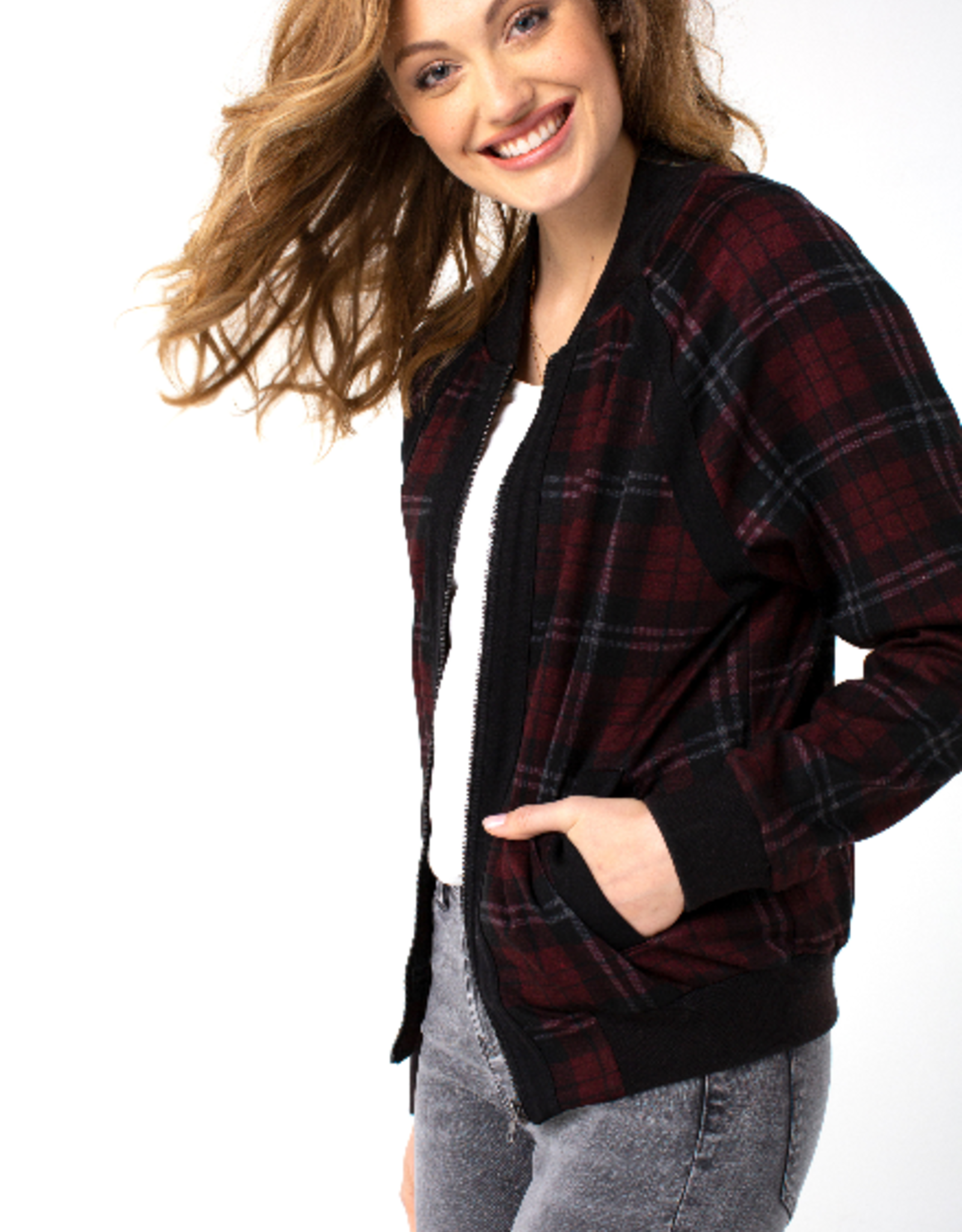 plaid bomber jacket