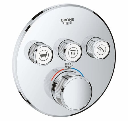 Grohe Grohtherm Smartcontrol Triple Function Thermostatic Valve Trim - CP