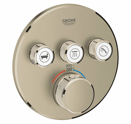 Grohe Grohtherm® Smartcontrol Triple Function Thermostatic Valve Trim Bru. Nickel