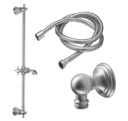 California Slide Bar Handshower Kit - Cross Handle Hose-Supply Elbow in a Chrome Finish PC