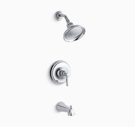 Kohler Bancroft Rite-Temp Bath And Shower Trim kit, 2.5 gpm, NPT spout in Chrome CP