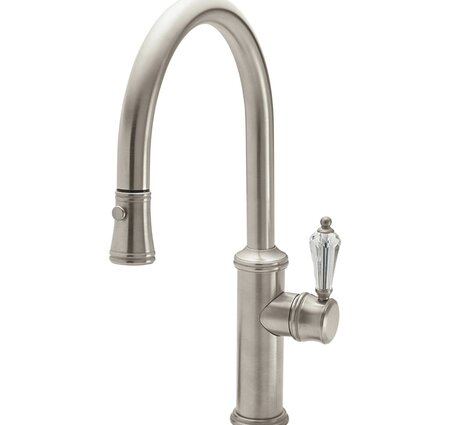 California Faucets Davoli pull down kitchen faucet Low Arc w/ Button sprayer Custom hdl