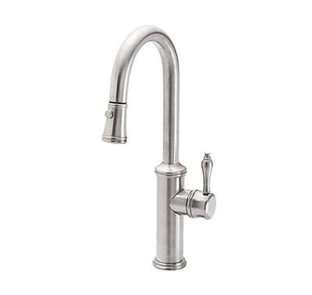 California Faucet Davoli 15" Pull- Down Prep/Bar Faucet w/ Button Sprayer Custom Handle- Standard Finish