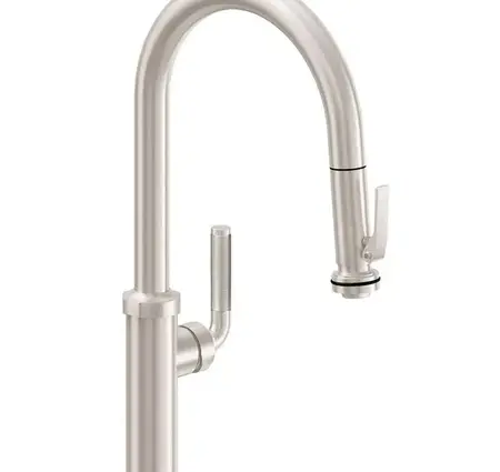 California Faucet Pull-Down High Arc Kitchen Faucet with Squeeze Handle Sprayer Custom HDL - Standard Finish