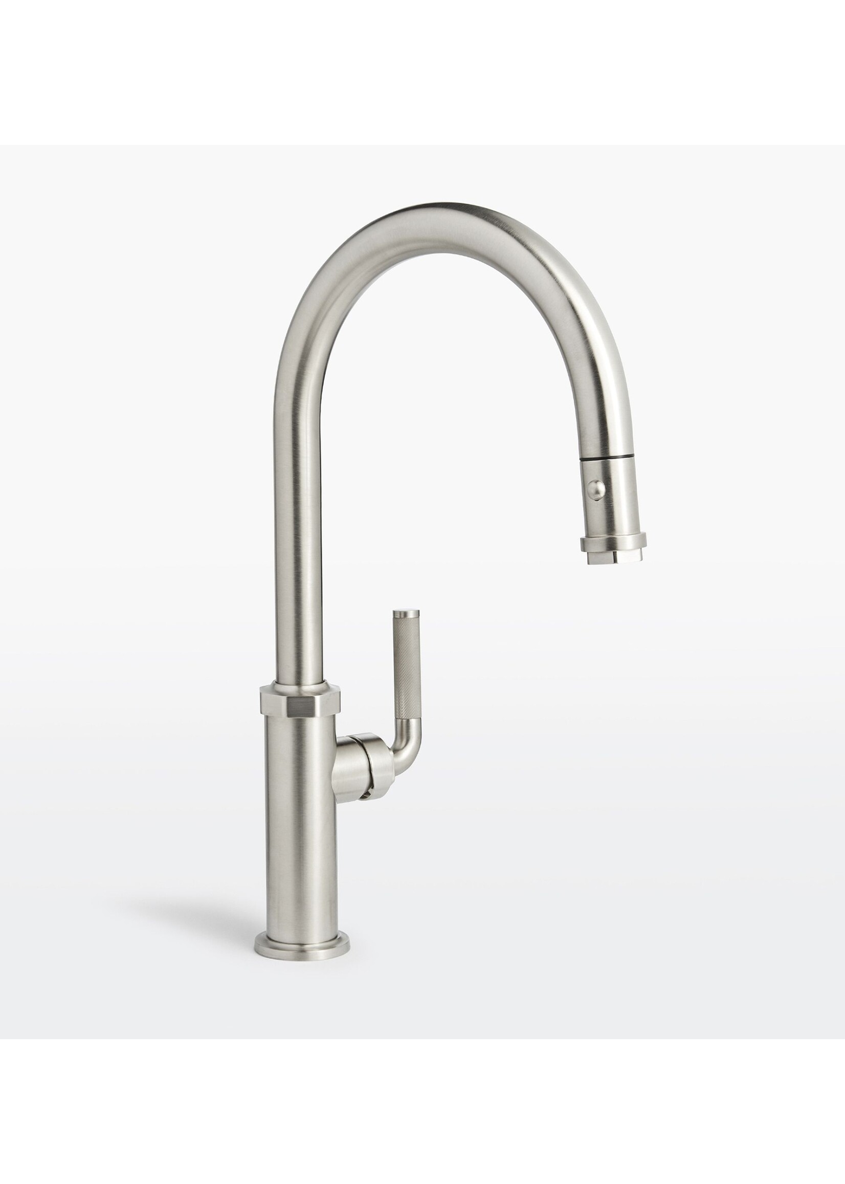 California Faucets California Faucets Descanso Pull- Down 18" High Arc Spout Kitchen Faucet w/ Button Sprayer - Standard Finish
