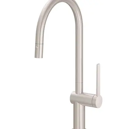 California Faucets La Spezia Pull Down Kitchen Faucet High Arc Spout w/Button Sprayer - Standard