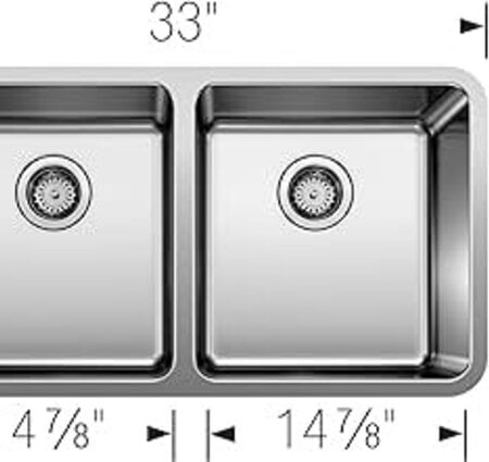 BLANCO Formera 33 x 18 No Hole Stainless Steel Double Bowl Undermount Kitchen Sink