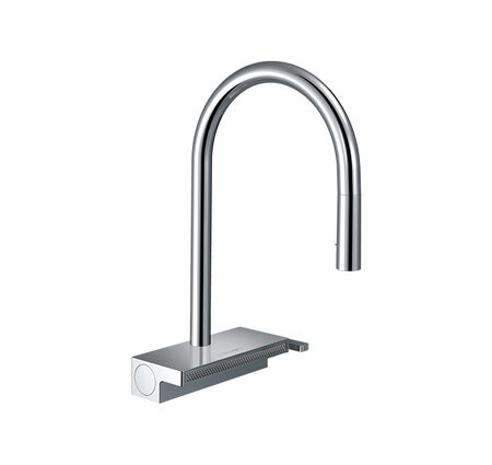 Hansgrohe Aquno Select HighArc Kitchen Faucet, 3-Spray Pull-Down, 1.75 GPM in Steel Optic SO