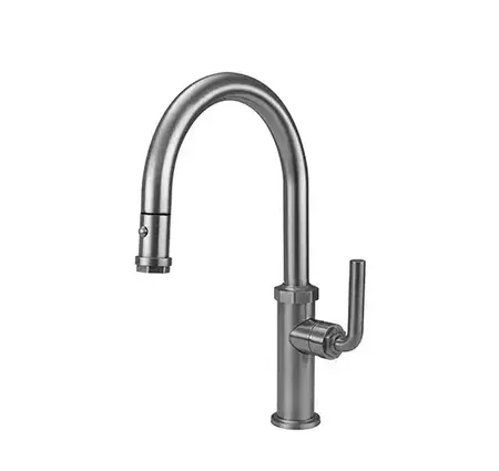 California Faucet Descanso Low Spout Pull-Down Kitchen Faucet w/Button Sprayer Custom HDL - Special Finish