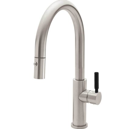 California Faucet Corsano Low Spout Pull Down with Button Spray and Flat Blade Handle - Standard Finish