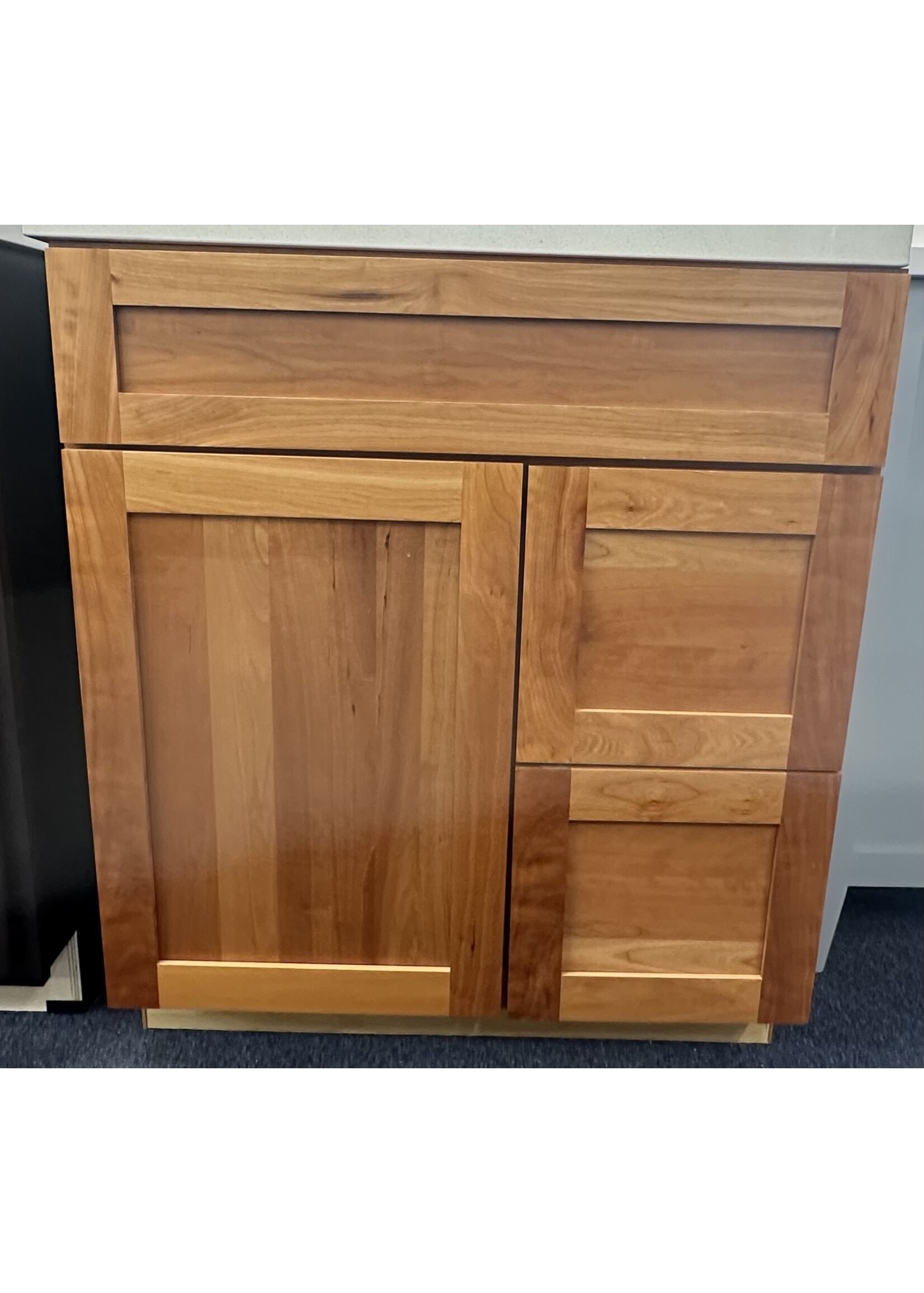 Omega Omega Cabinetry 30 X 21 X 34.5 Plainfield Doorstyle Cherry Wood Species Vanity W/Side Drawers - Natural Finish