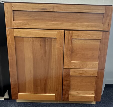 Omega Cabinetry 30 X 21 X 34.5 Plainfield Doorstyle Cherry Wood Species Vanity W/Side Drawers - Natural Finish