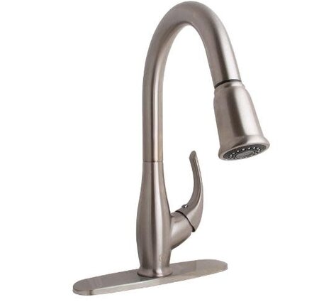Wolverine Finale Single Handle Kitchen Faucet W/ Pull Down Spray in Brushed Nickel BN  (hot & cold water lines not included)
