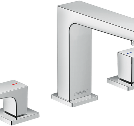 Hansgrohe Metropol widespread Faucet with Lever Handles and Pop-up Drain, 1.2 GPM