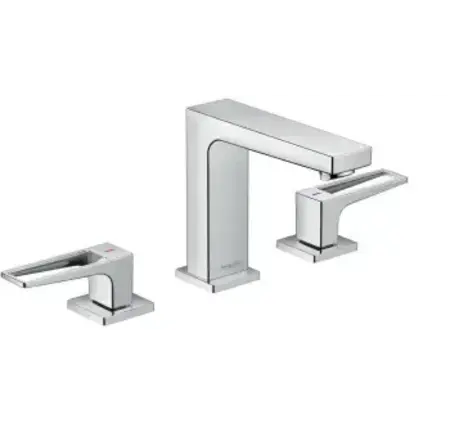 Hansgrohe Metropol Widespread Faucet with Loop Handles and Pop-Up Drain, 1.2 GPM