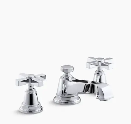 Kohler Pinstripe Pure Widespread bathroom sink faucet with Cross handles, 1.2 gpm
