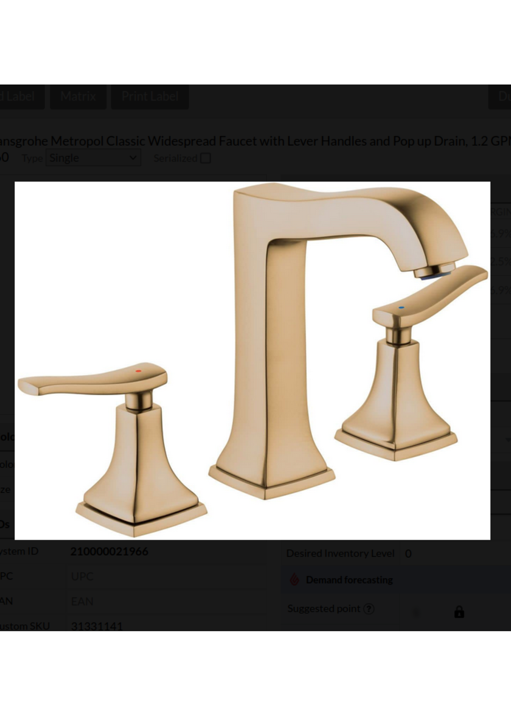 Hansgrohe Hansgrohe Metropol Classic Widespread Faucet with Lever Handles and Pop up Drain, 1.2 GPM