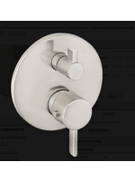 Hansgrohe Hansgrohe Ecostat Thermostatic Trim S with Volume Control and Diverter  in Brushed Nickel BN (Round)