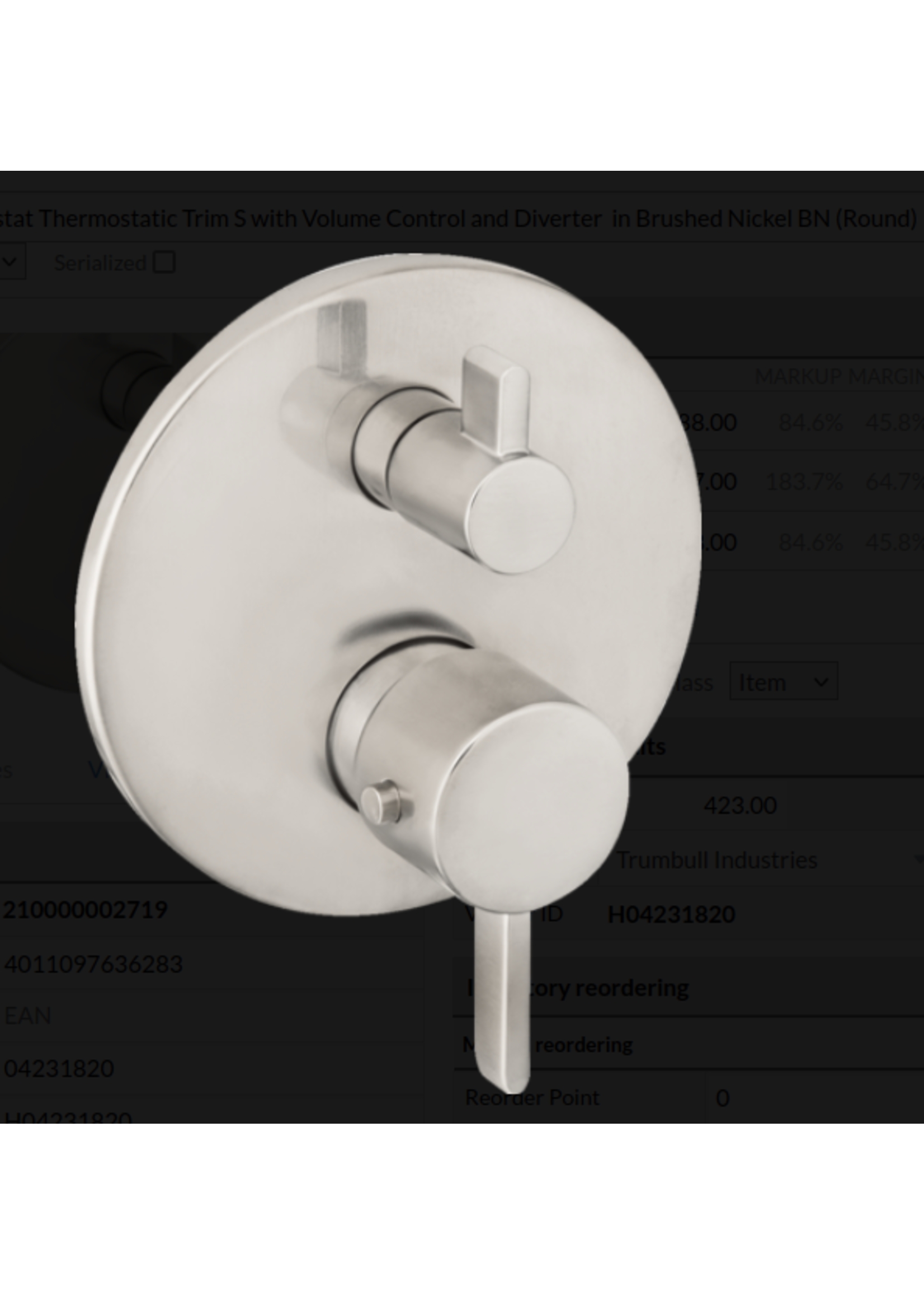Hansgrohe Hansgrohe Ecostat Thermostatic Trim S with Volume Control and Diverter  in Brushed Nickel BN (Round)