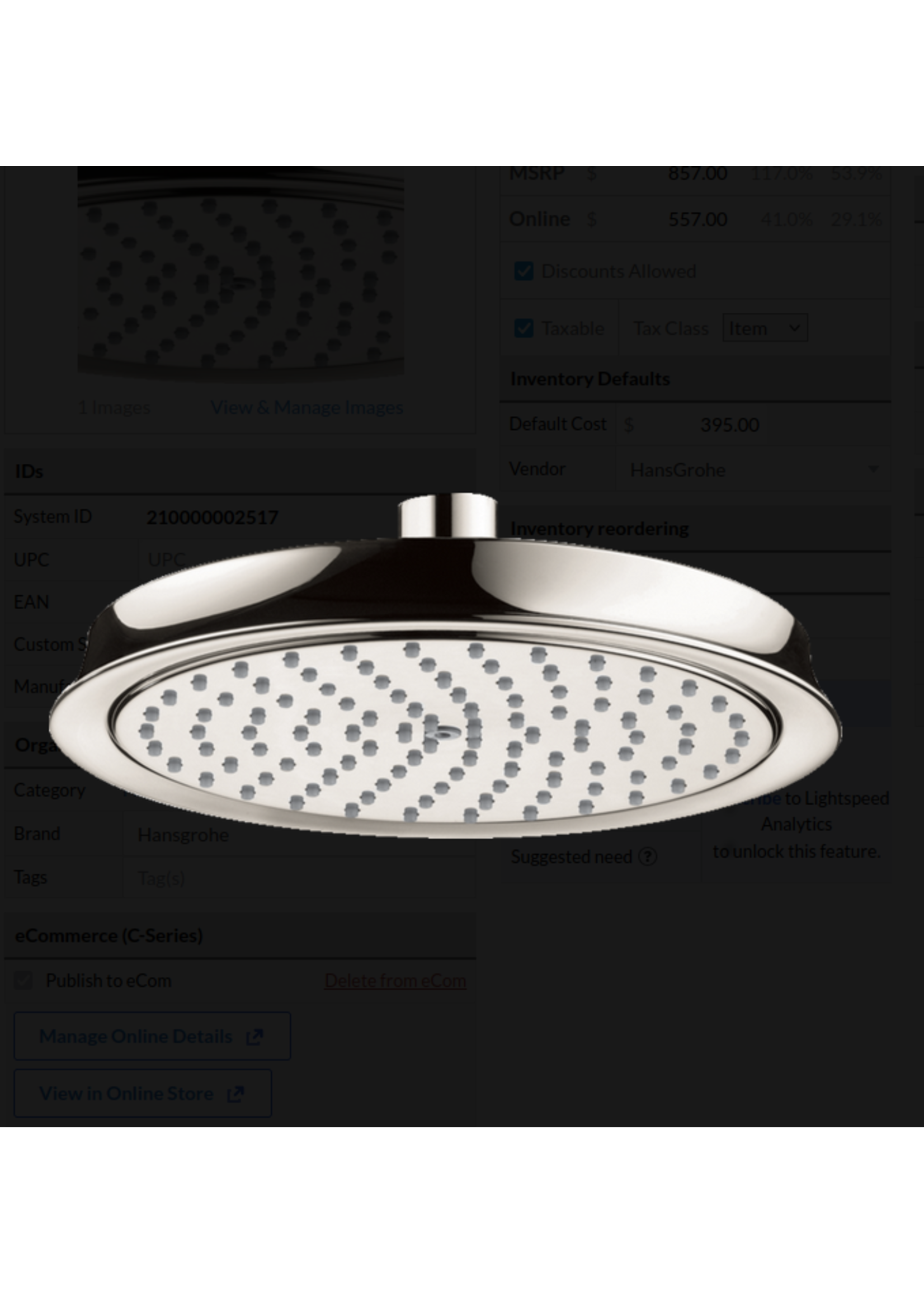 Hansgrohe Hansgrohe Raindance Classic Showerhead 180 1-Jet, 2.5 GPM in Polished Nickel PN