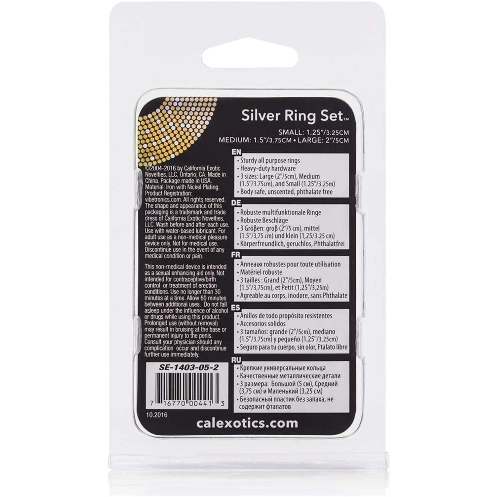 CALEXOTICS SILVER RING 3 PIECE SET