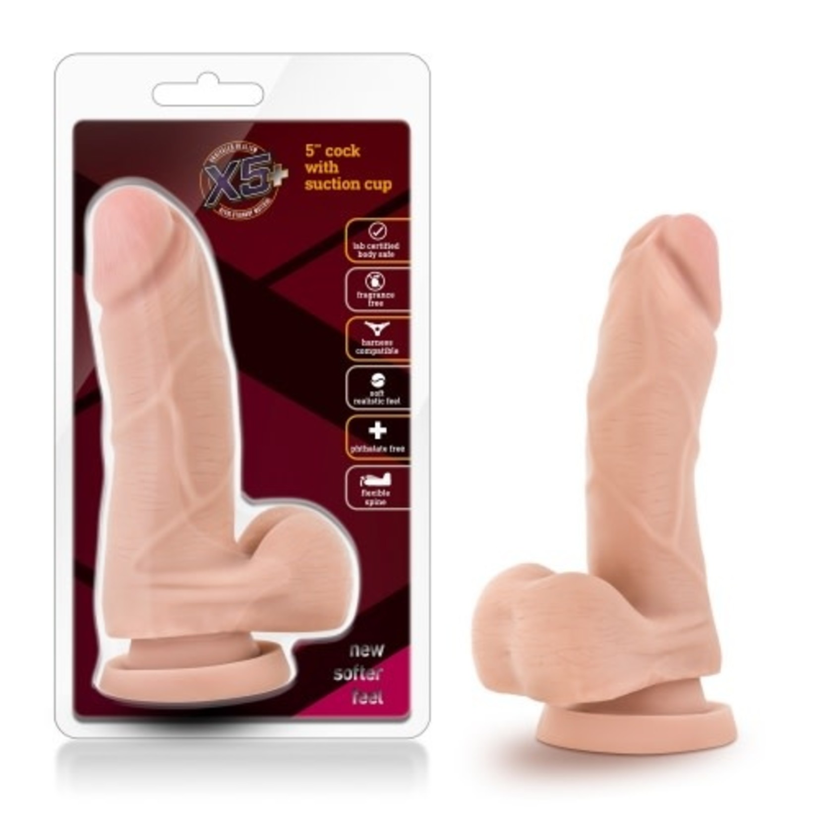 BLUSH BLUSH - X5 PLUS - 5" COCK WITH SUCTION CUP - BEIGE