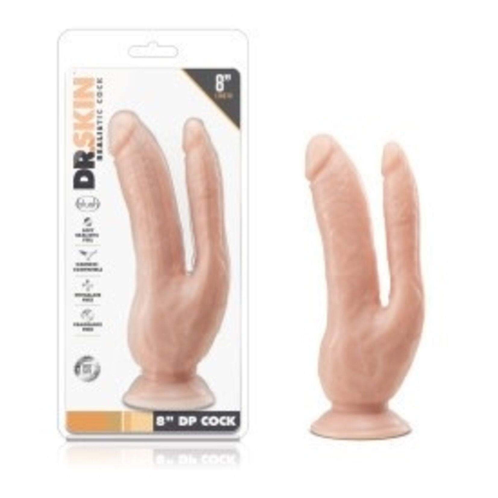 DR. SKIN BLUSH - DR. SKIN - 8" DP COCK - VANILLA