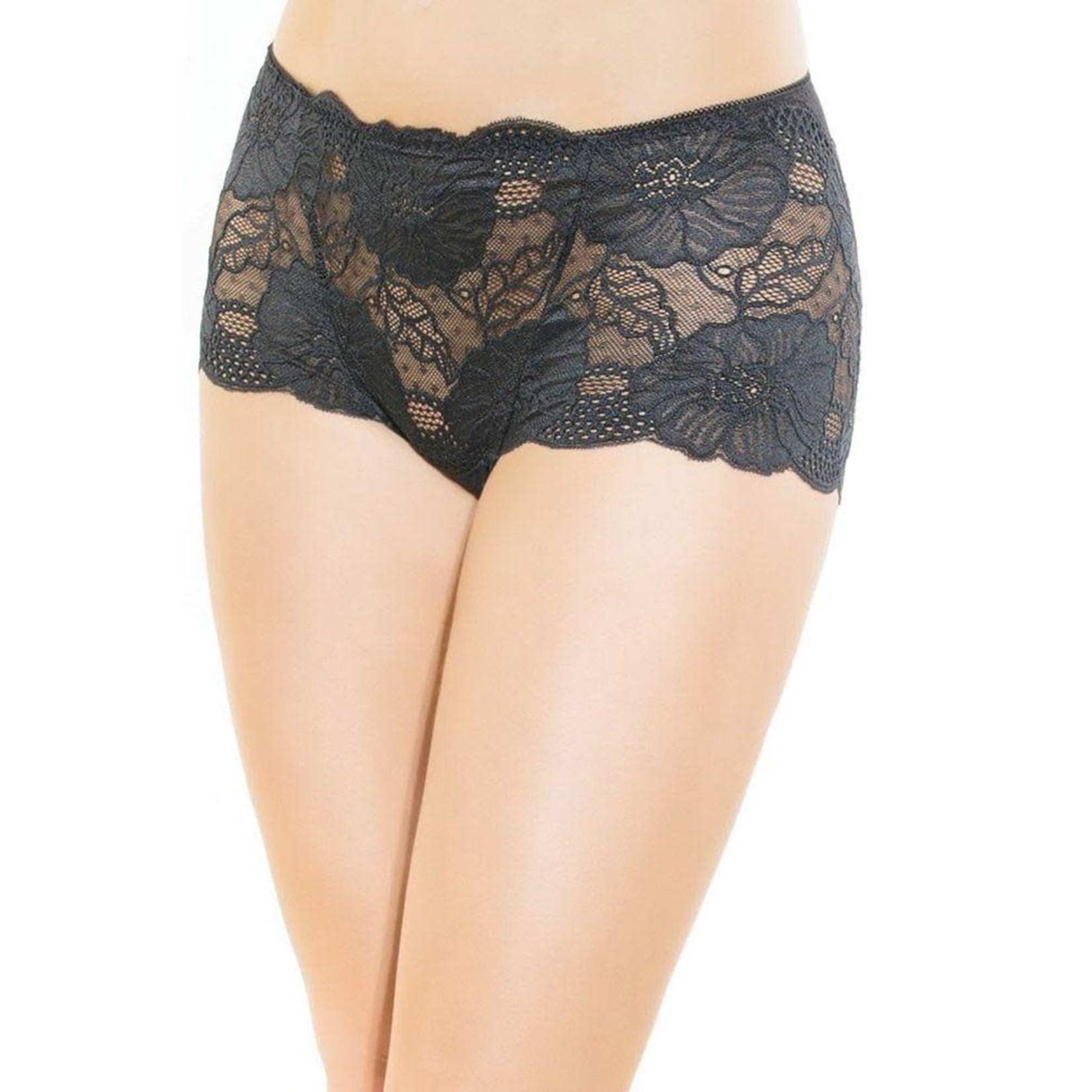 COQUETTE COQUETTE - CLASSIC BLACK LACE HIGH WAISTED PANTY -  OS
