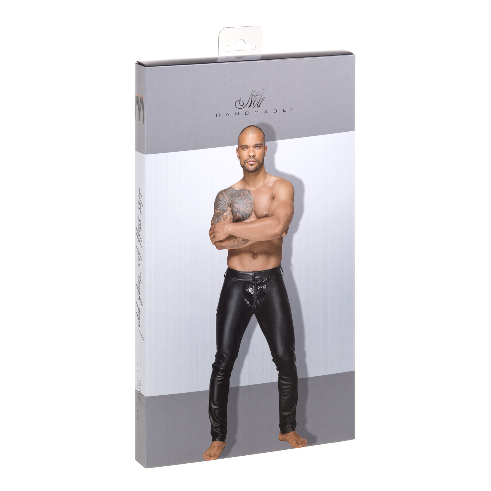 NOIR HANDMADE - POWER WET LOOK MEN'S TROUSERS WITH WITH PVC - XL