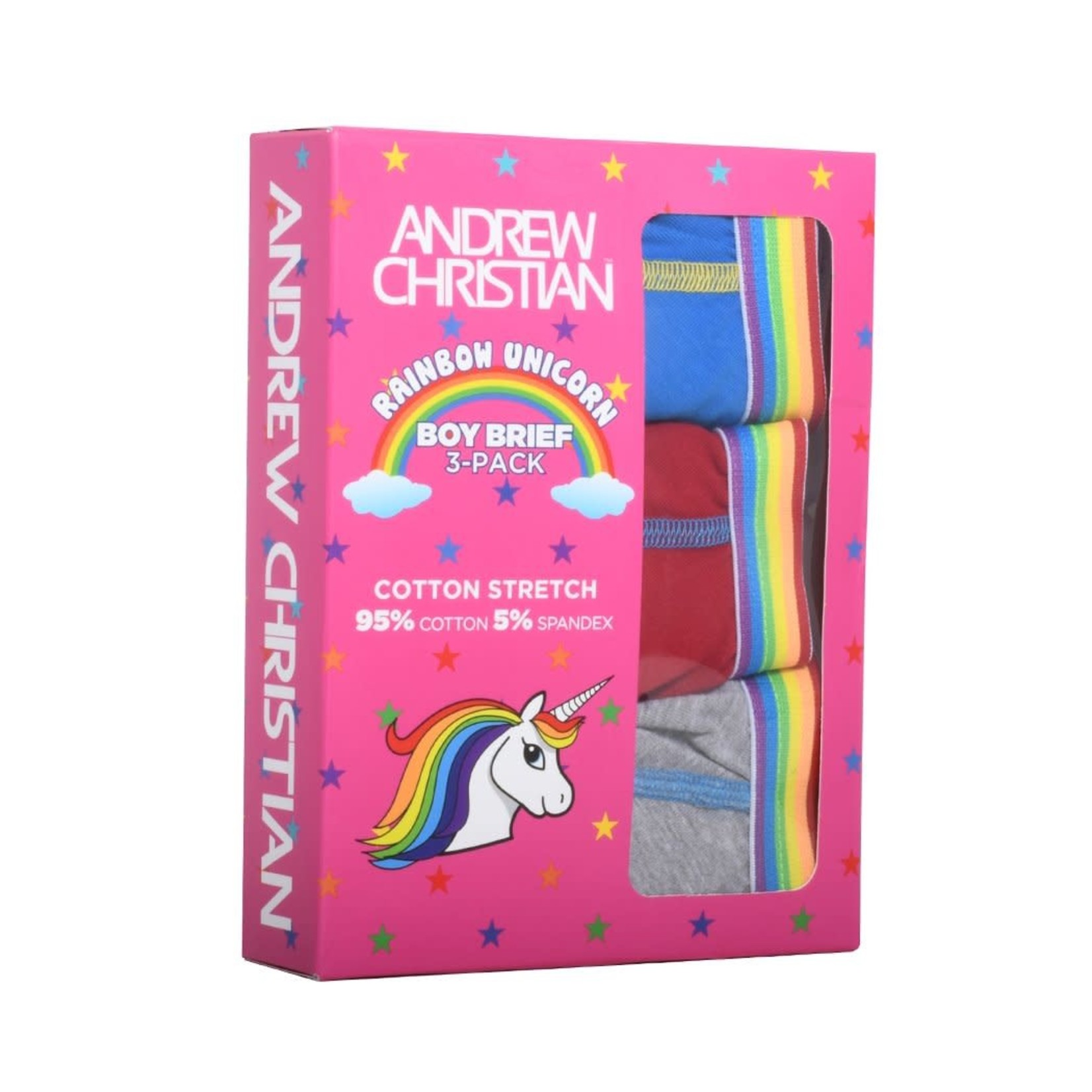 ANDREW CHRISTIAN ANDREW CHRISTIAN - BOY BRIEF UNICORN 3-PACK - RED/BLUE/HEATHER - SMALL