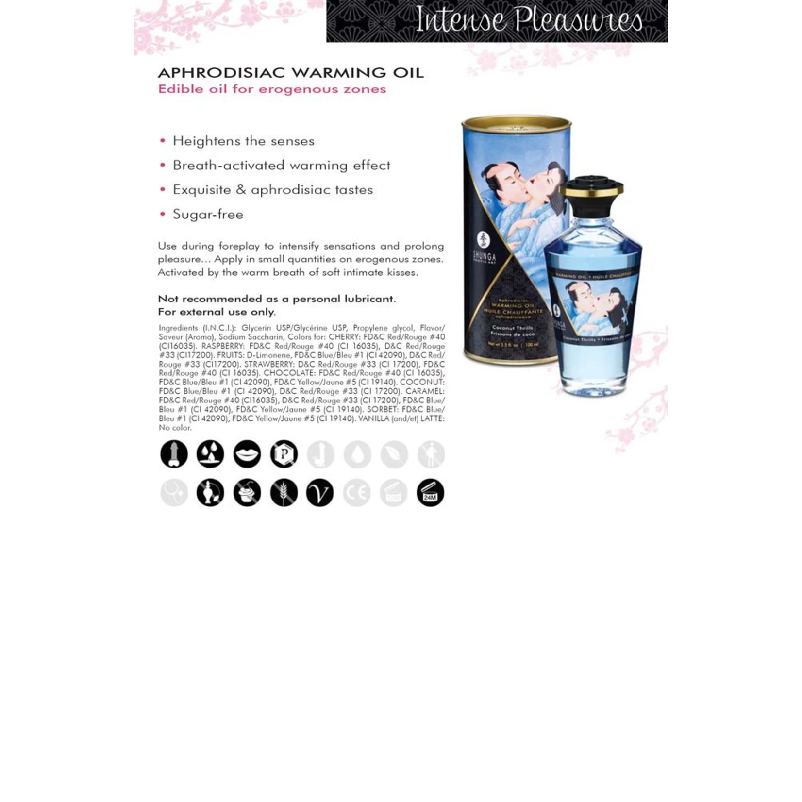 SHUNGA SHUNGA - APHRODISIAC MASSAGE OIL - SPARKLING STRAWBERRY WINE 3.5oz
