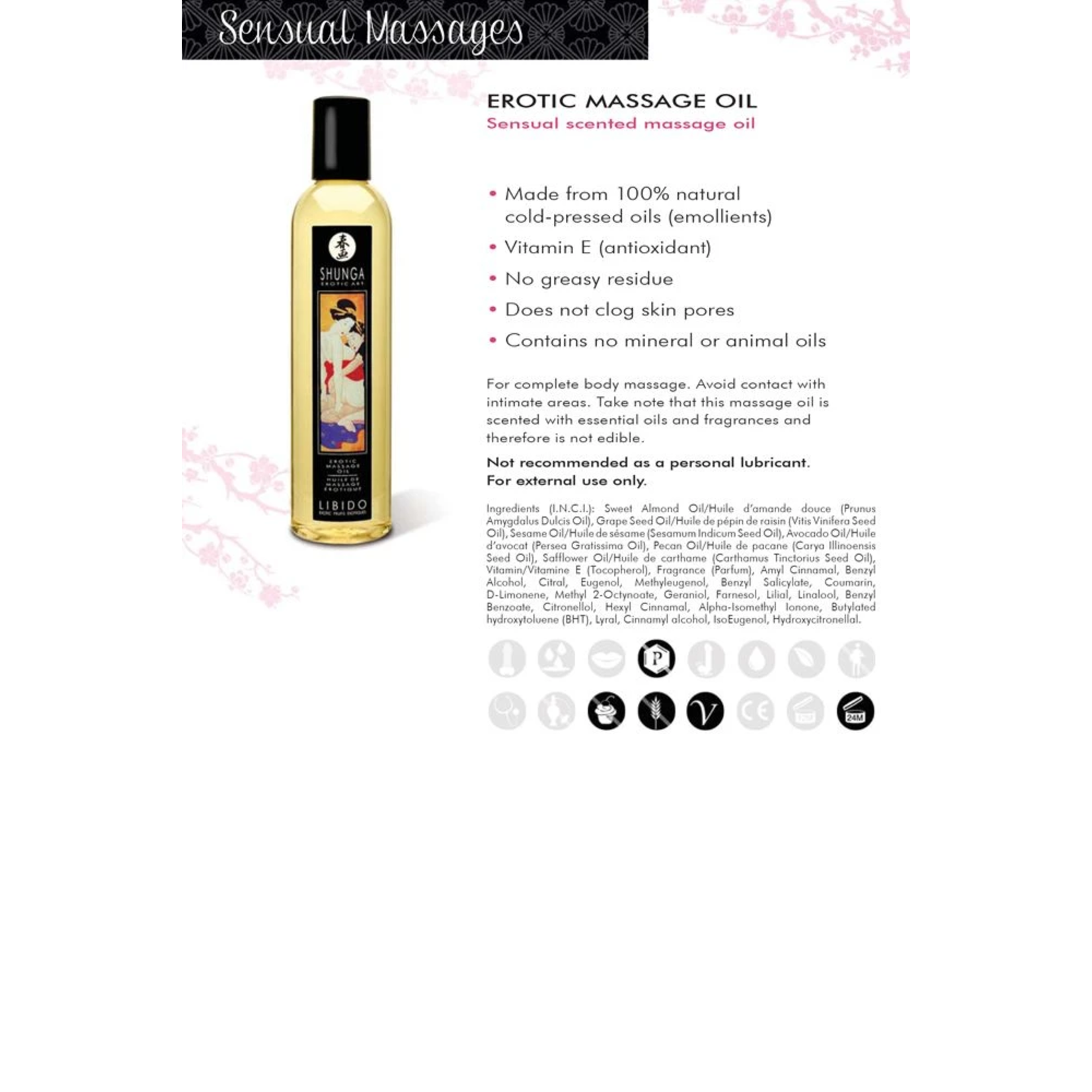 SHUNGA SHUNGA - EROTIC MASSAGE OIL - LIBIDO (EXOTIC FRUITS) 8oz