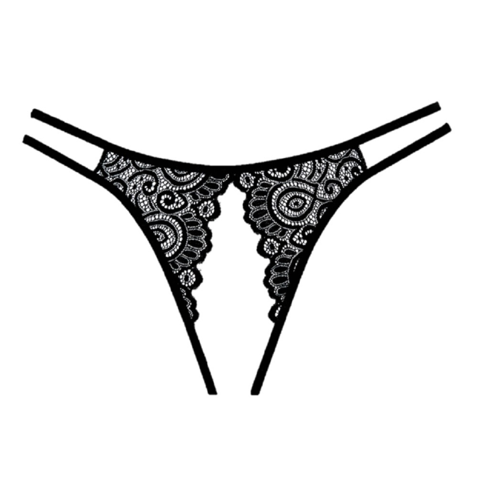 ALLURE LINGERIE ALLURE - LOVESTRUCK GALLOON LACE PANTY - BLACK - ONE SIZE