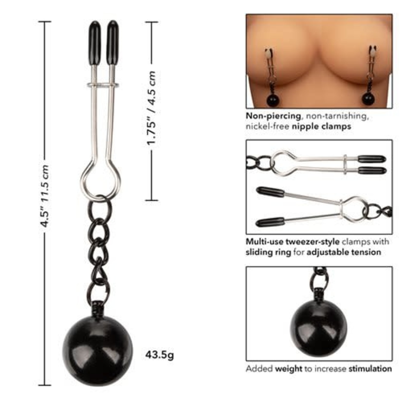 CALEXOTICS NIPPLE GRIPS - WEIGHTED TWEEZER NIPPLE CLAMPS