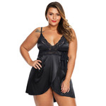 BLACK LACE V NECKLINE PLUS SIZE BABYDOLL - (US 26-28)4X