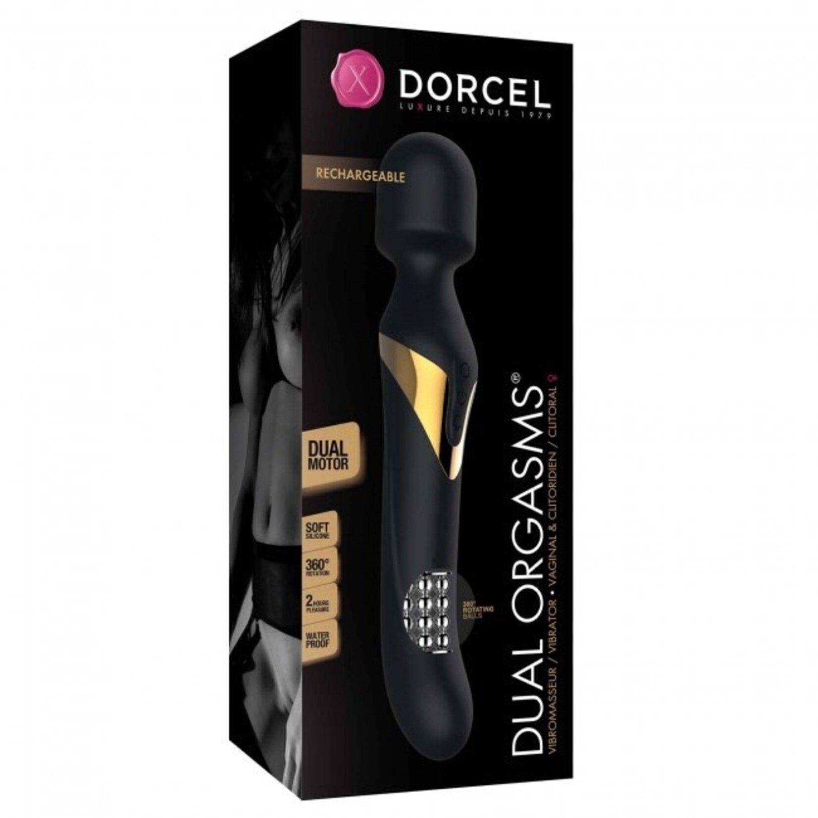 DORCEL DORCEL DUAL ORGASMS STIMULATOR DOUBLE MOTEURS BLACK & GOLD