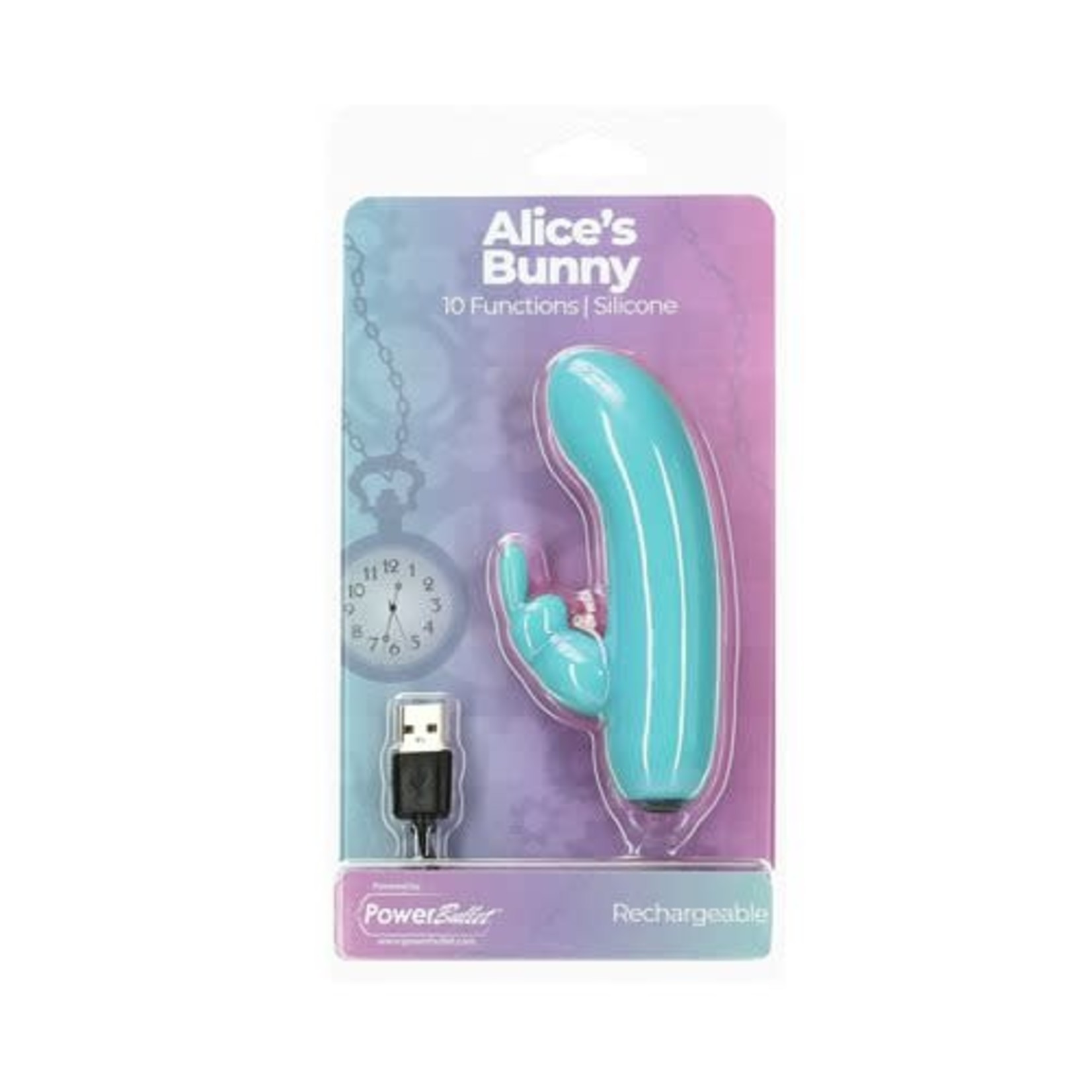 BMS - ALICE'S BUNNY - RECHARGEABLE BULLET WITH REMOVABLE RABBIT SLEEVE - TEAL