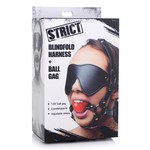 STRICT STRICT BLINDFOLD HARNESS AND BALL GAG - RED