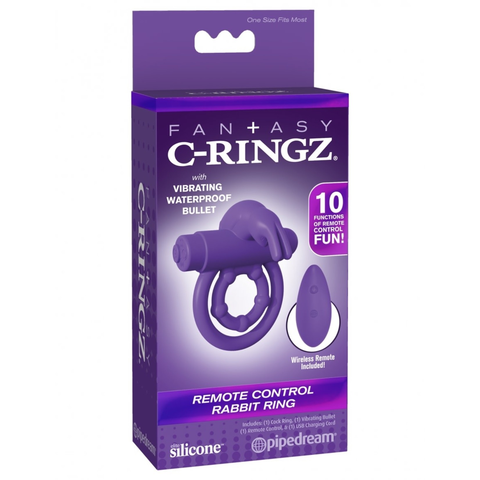 PIPEDREAM FANTASY C-RINGZ - REMOTE CONTROL RABBIT RING - PURPLE