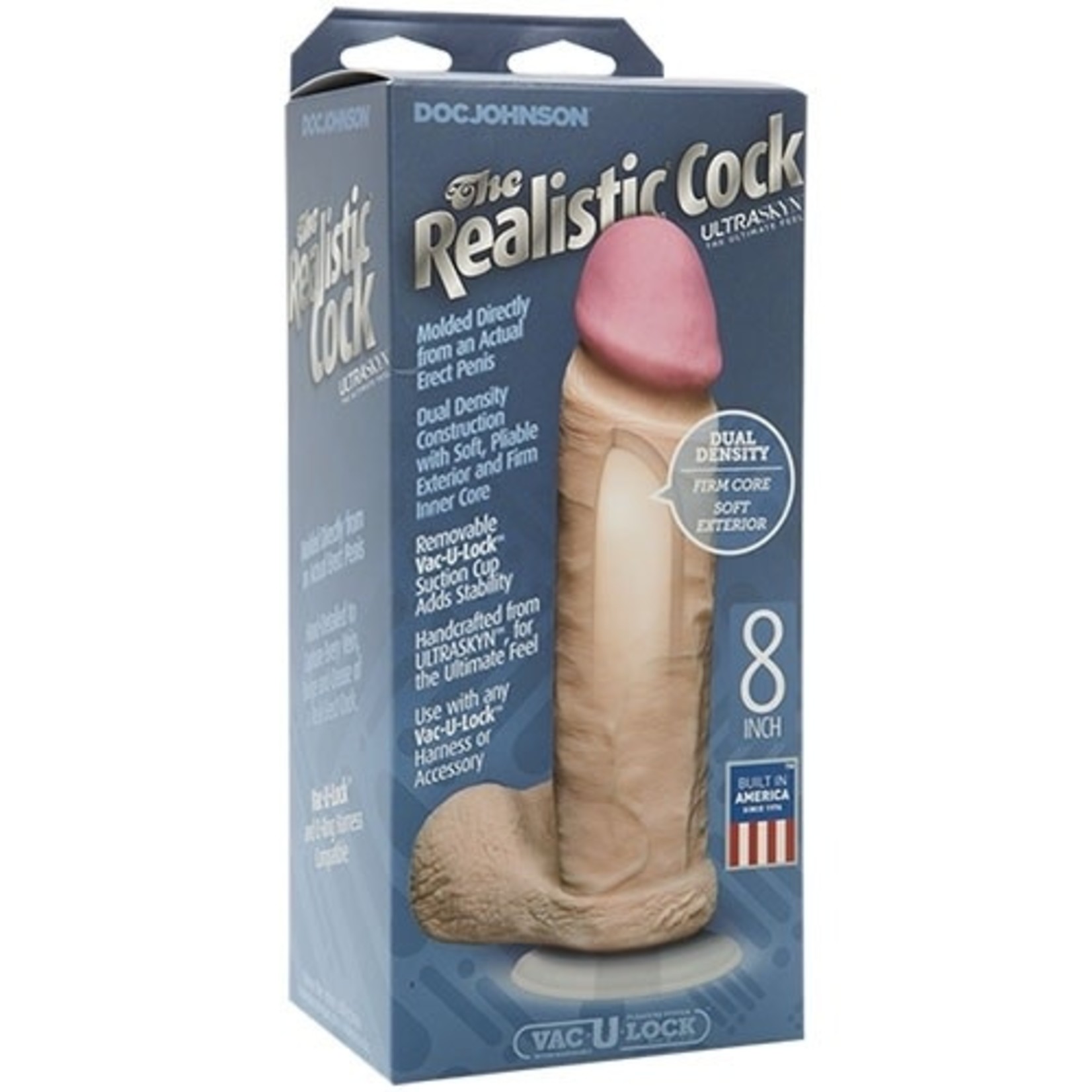 VAC-U-LOCK UR3 SIL-A-GEL DUAL DENSITY REALISTIC COCK - 8" - VANILLA