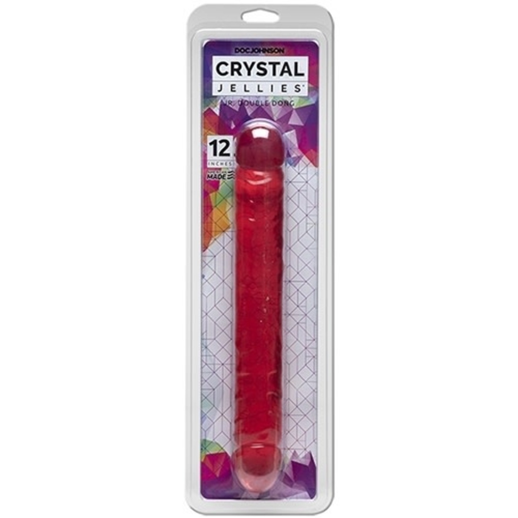 DOC JOHNSON CRYSTAL JELLIES - 12" JR DOUBLE DONG - PINK