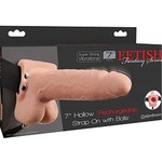 FETISH FANTASY FETISH FANTASY  7" HOLLOW RECHARGEABLE STRAP-ON WITH BALLS FLESH